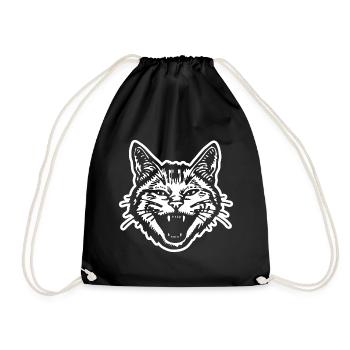 Cat Cats Cat Lady Cat Lover Cat Face - Drawstring Bag - black - Front