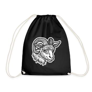 Steinbock Ziege - Turnbeutel - Schwarz - Vorne