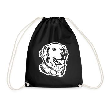 Golden Retriever Dog Dogs - Drawstring Bag - black - Front