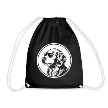 Golden Retriever Dog - Drawstring Bag - black - Front