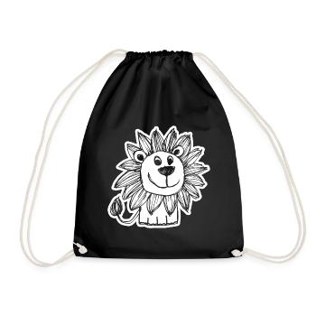 Lion Lion Head - Drawstring Bag - black - Front