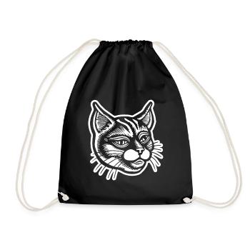 Cat Cats Cat Face - Drawstring Bag - black - Front
