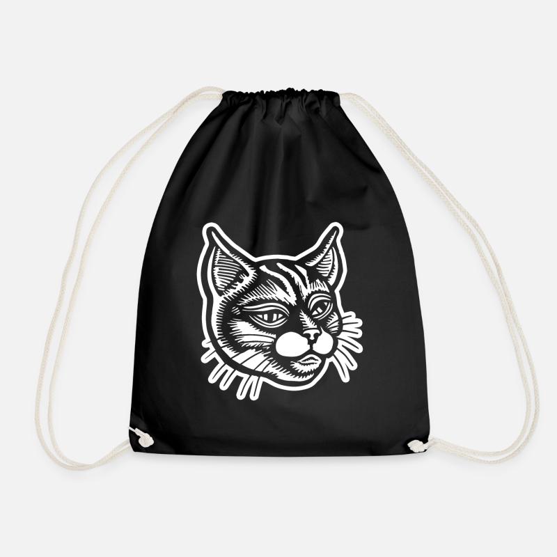 Katze Katzen Katzengesicht - Turnbeutel - Schwarz