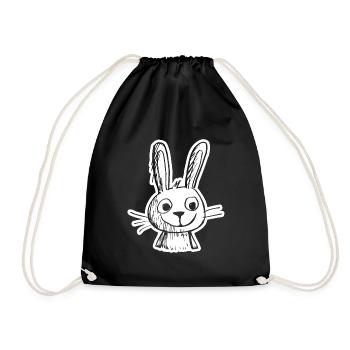 Hase Kaninchen - Turnbeutel - Schwarz - Vorne