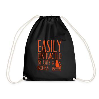 Lire la silhouette de chats livre disant cadeau - Sac de sport léger - noir - Devant