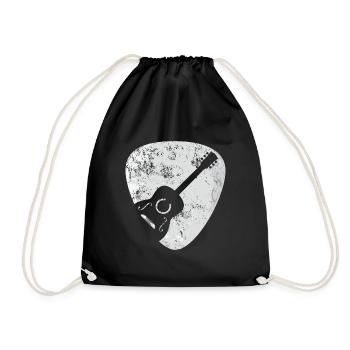 Akustische Gitarre Plektrum Geschenk - Turnbeutel - Schwarz - Vorne