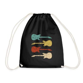 E-Gitarre Vintage Geschenk - Turnbeutel - Schwarz - Vorne