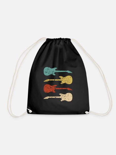 Electric Guitar Vintage Gift - Drawstring Bag - black