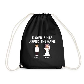 Player 2 Has joined the game Wedding Gift - Drawstring Bag - black - Front