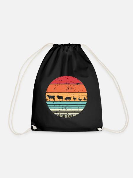 Vegan Tierschutz Geschenk - Turnbeutel - Schwarz