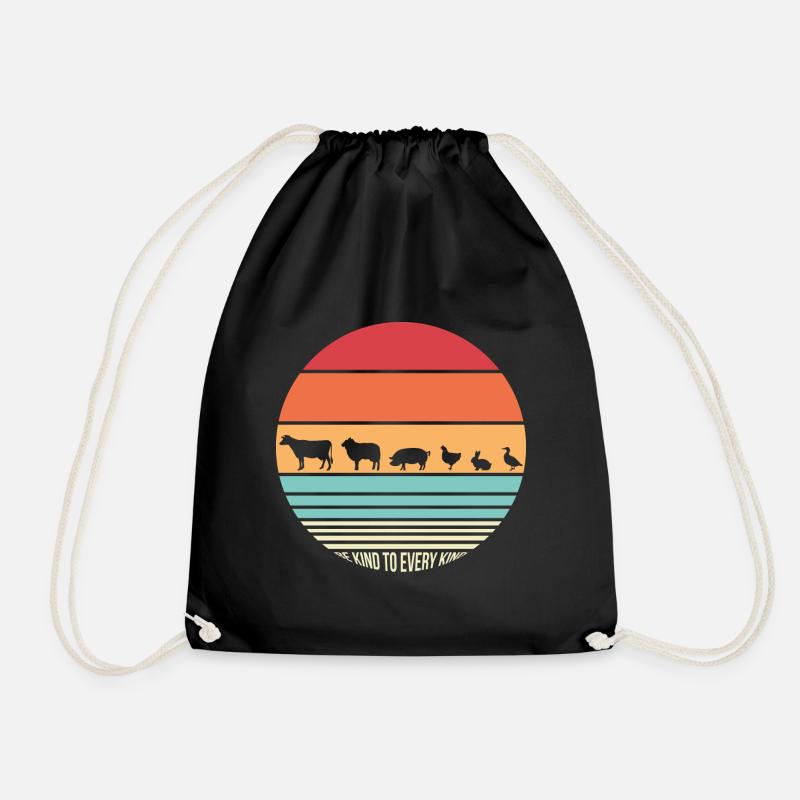 Vegan animal protection gift - Drawstring Bag - black