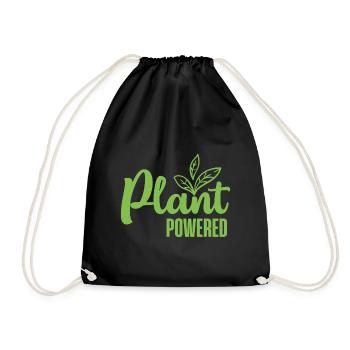 Plant Powered Vegan Geschenk - Turnbeutel - Schwarz - Vorne