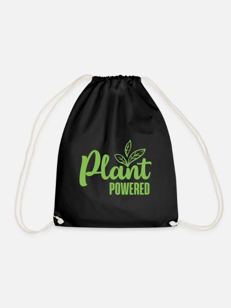 Plant Powered Vegan Geschenk - Turnbeutel - Schwarz