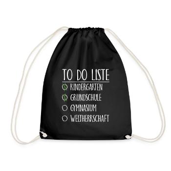 To do Liste Gymnasium Weltherrschaft Geschenk - Turnbeutel - Schwarz - Vorne