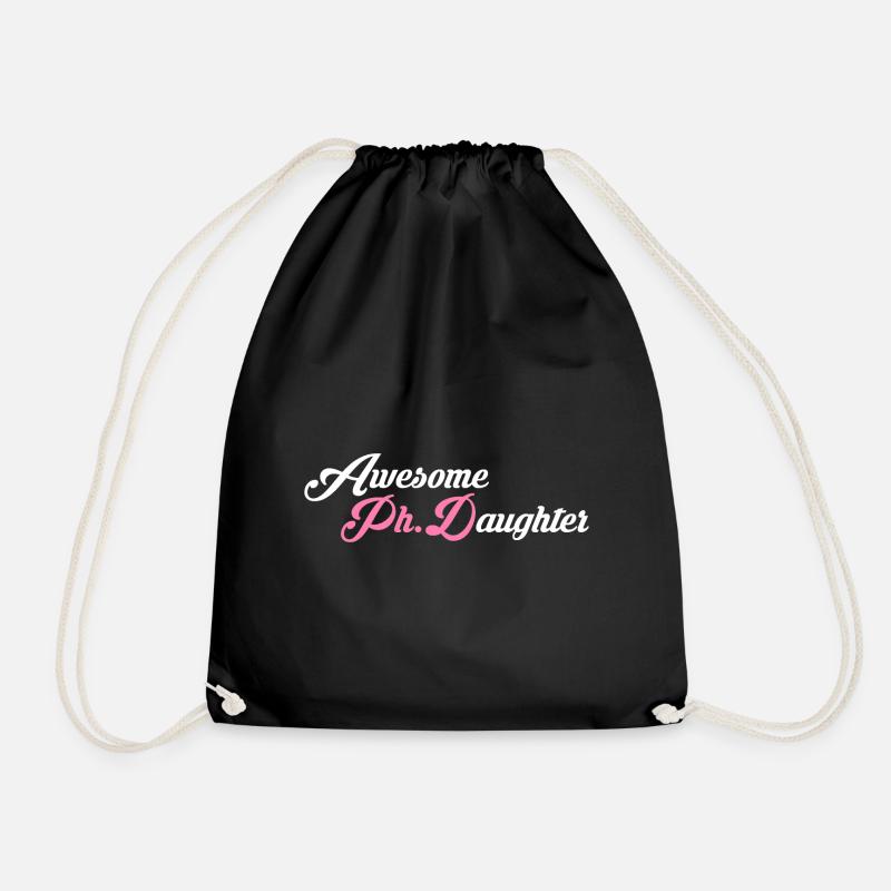 Awesome Phd Daughter Phd Graduation Gift - Drawstring Bag - black