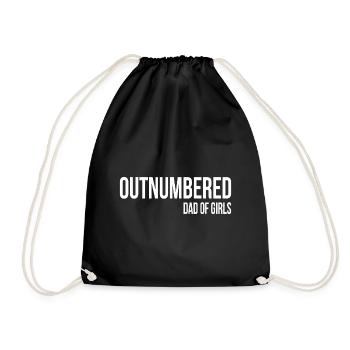 Outnumbered Dad of Girls Gift - Drawstring Bag - black - Front