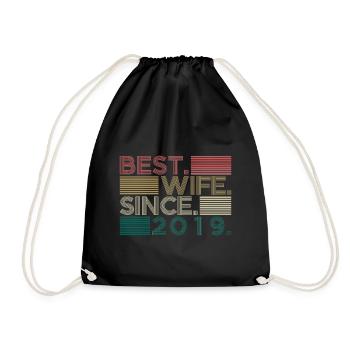 Best Wife Since 2019 Wedding Gift - Drawstring Bag - black - Front