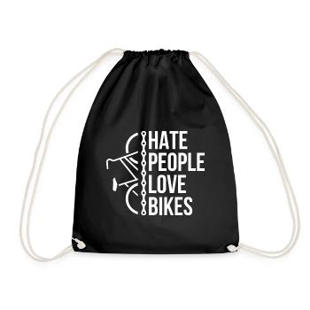 Hate people love bikes Bicycle Gift - Drawstring Bag - black - Front