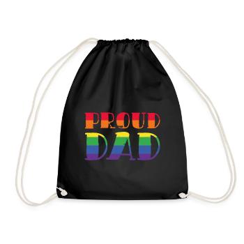 Proud Dad LGBT Pride Geschenk - Turnbeutel - Schwarz - Vorne