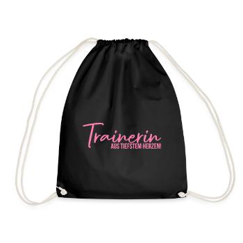 Trainerin aus tiefstem Herzen Trainer Geschenk - Turnbeutel - Schwarz - Vorne