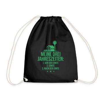 Meine drei Jahreszeiten Ernte Bauer Landwirt - Turnbeutel - Schwarz - Vorne