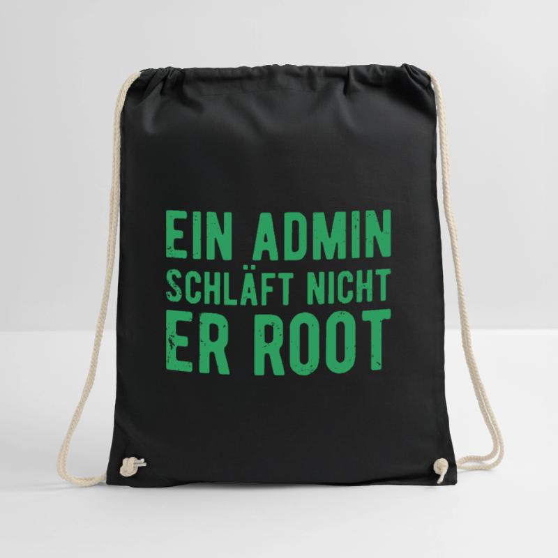 Ein Admin schläft nicht er Root Sysadmin Geschenk Turnbeutel
