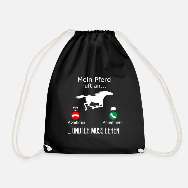 Mein Pferd ruft an Reiter Reitsport Geschenk - Turnbeutel - Schwarz