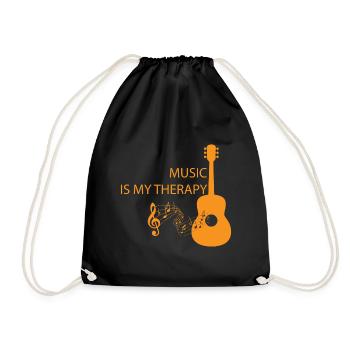 Music is my Therapy Music Guitar Gift - Drawstring Bag - black - Front