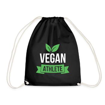 Vegan Athlete Veggie Fitness Gym Gift - Drawstring Bag - black - Front