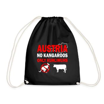 Austria no kangaroos only kuhlimuhs Geschenk - Turnbeutel - Schwarz - Vorne