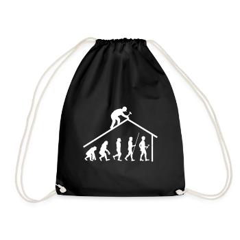 Evolution Zimmerer Dachdecker Geschenk - Turnbeutel - Schwarz - Vorne