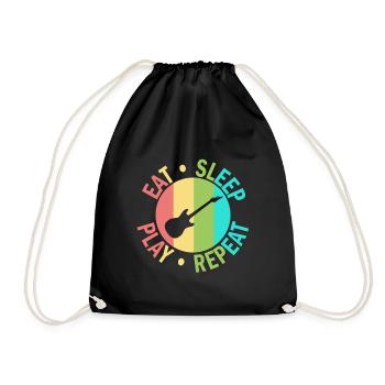 Eat Sleep Play Repeat Rock Gitarre Musik Geschenk - Turnbeutel - Schwarz - Vorne