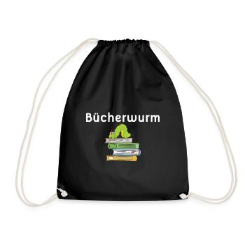 Bücherwurm Geschenk art - Turnbeutel - Schwarz - Vorne