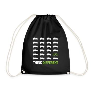Think different Geschenk Fahrrad Radfahrer Sport - Turnbeutel - Schwarz - Vorne