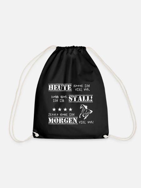 Pferde Reiten T-Shirt Pferdespruch - Turnbeutel - Schwarz