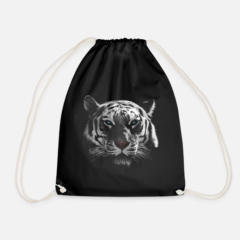 Weißer Tiger Tigerkopf - Turnbeutel - Schwarz