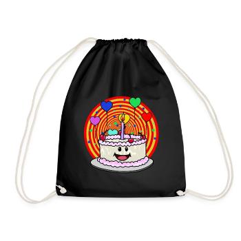 Anniversaire gâteau fête Félicitations enfants - Sac de sport léger - noir - Devant
