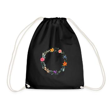 Douce couronne de fleurs, personnalisable - Sac de sport léger - noir - Devant