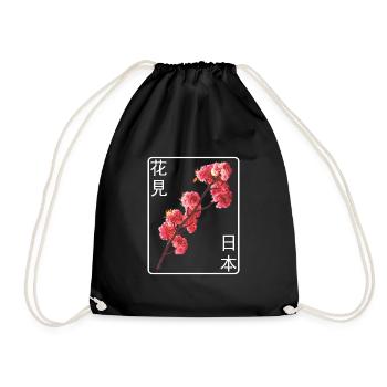 Japanese cherry blossom font Aesthetics Japan - Drawstring Bag - black - Front
