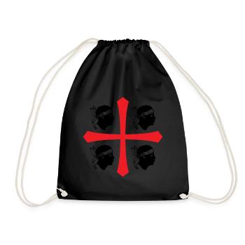 Cross Silhouette Gift Sardinia Sardegna - Drawstring Bag - black - Front