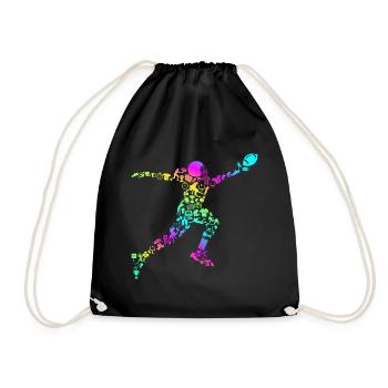 Football Retro Calligram Team Sport Love Football - Drawstring Bag - black - Front