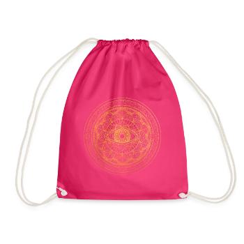 Hand Drawn Ornate Mandala Third Eye - Drawstring Bag - fuchsia - Front