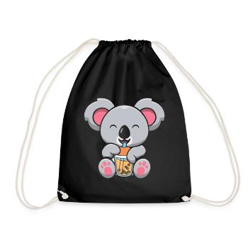 Bubble Milk Tea Koala Drinking Boba Milk Tea - Turnbeutel - Schwarz - Vorne