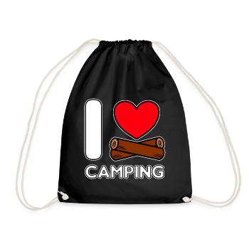 I love Camping Campers Sayings I love camping - Drawstring Bag - black - Front