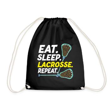 Eat Sleep Lacrosse Repeat Funny Lacrosse Player - Drawstring Bag - black - Front