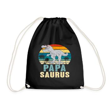 Papasaurus Fête des Pères Dinosaure T-Rex Idée Cadeau - Sac de sport léger - noir - Devant