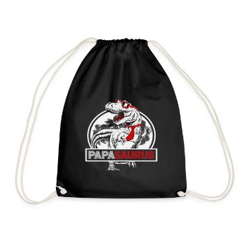 Papasaurus Vatertag Dinosaurier T-Rex Geschenkidee - Turnbeutel - Schwarz - Vorne