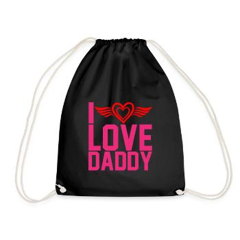 "Ich liebe Papa" - Turnbeutel - Schwarz - Vorne
