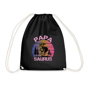 Papasaurus Fête des Pères Dinosaure T-Rex Idée Cadeau - Sac de sport léger - noir - Devant
