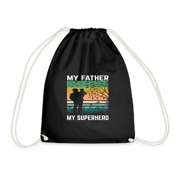 My father is my hero - Drawstring Bag - black - Front